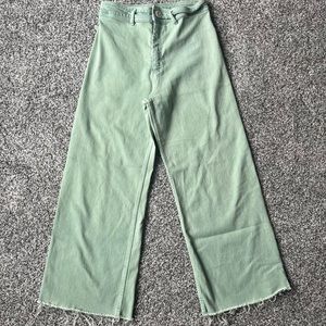 Zara wide leg crop- green